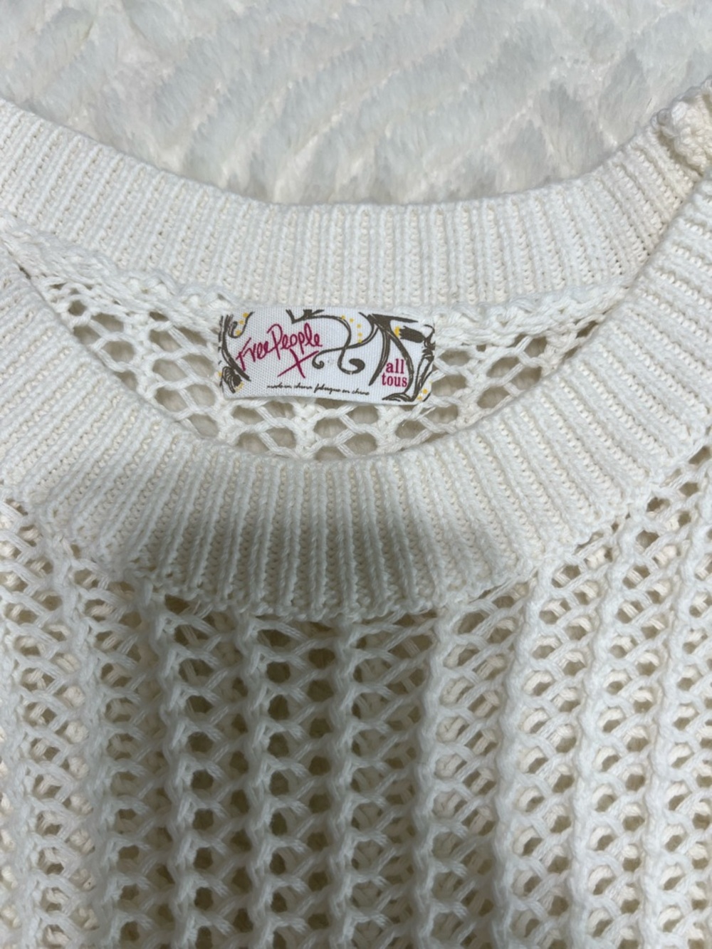 Free People White Crochet Midi Dress Cover Up Side Slit Boho Beach Size L - Picture 9 of 13